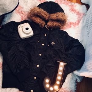 Black Puffer Coat w/ Fur